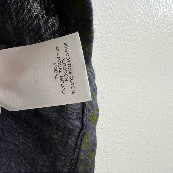 Lucky Brand Navy Green Jersey Floral Peplum Top - Picture 5 of 8